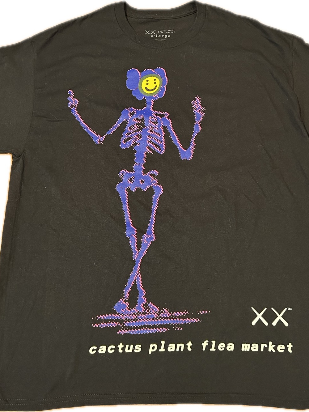 KAWS Black Tee with Purple and Yellow Graphic